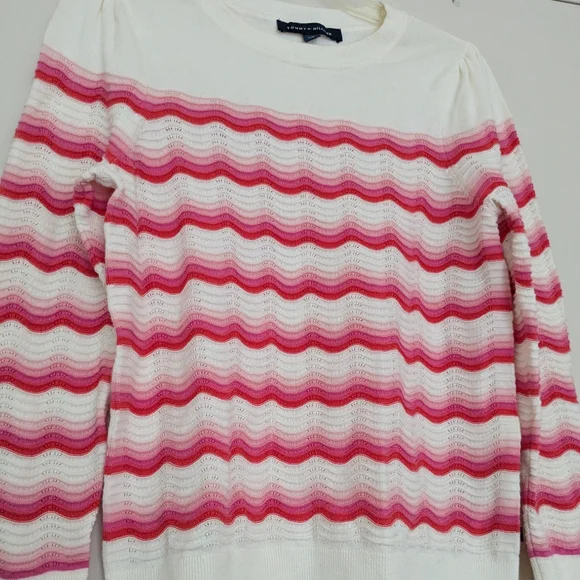 EUC Tommy Hilfiger Wavy Stripe Knit Sweater, WS - Picture 3 of 5